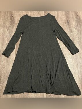 Lou & Grey Signaturesoft Knit Long Sleeve Swing Dress Charcoal Gray XS
